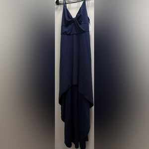 Chic Navy Blue High Low Dress